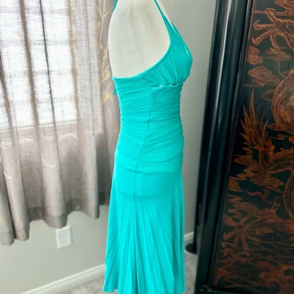 La Perla Turquoise Backless Dress With Shawl - Picture 2 of 11